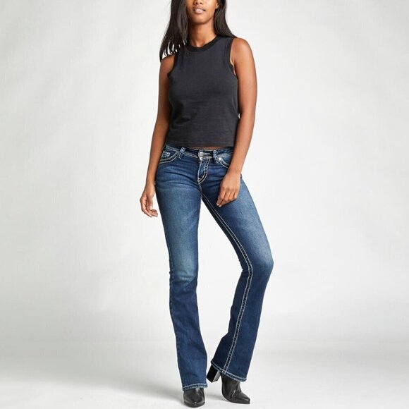 Silver Jeans 25 (US 2) Suki Bootcut Women’s Mid Rise Jeans Stretch L9516SJB376 - Picture 1 of 12